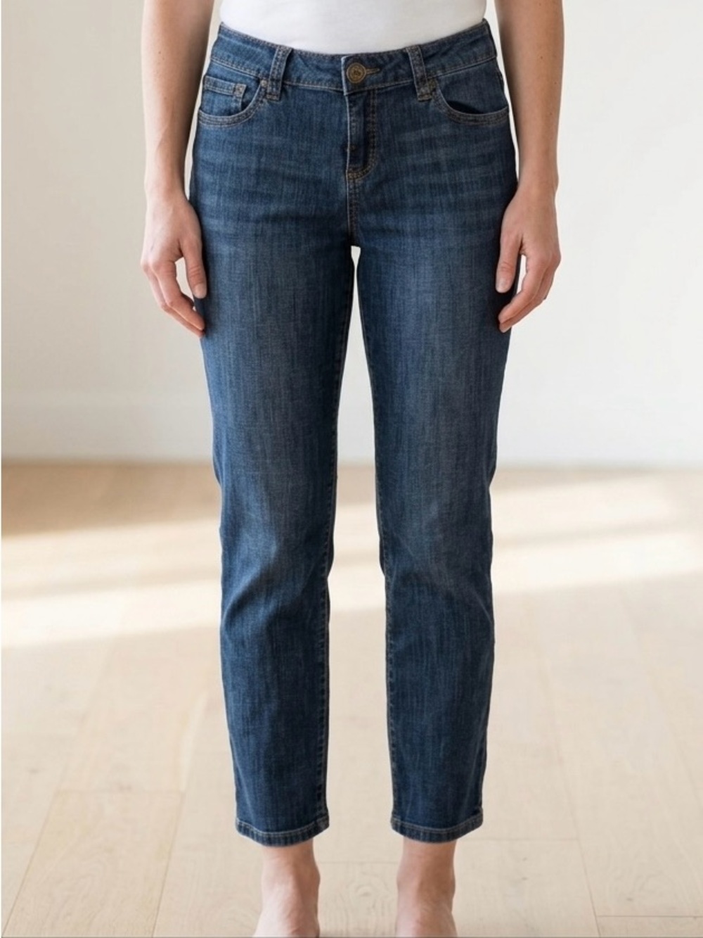 Kut From The Kloth Bardot Skinny Boyfriend Jeans Dark Wash 8 Stretch Flap Pocket
